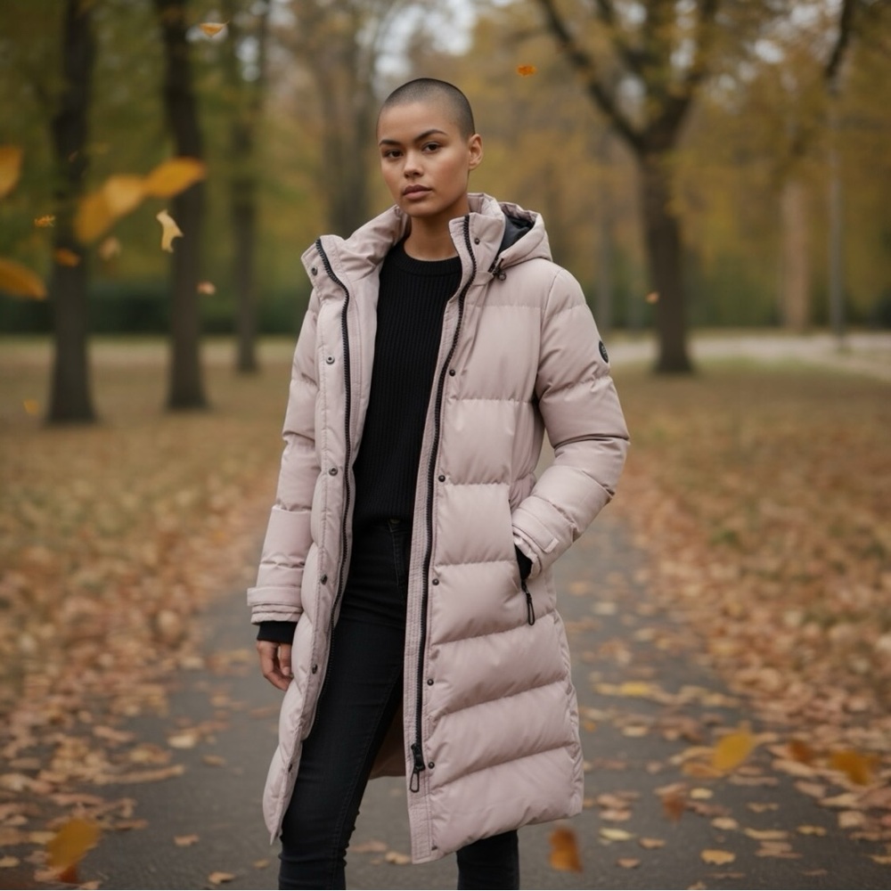 CANADA WEATHER GEAR Women's Dusty Pink Heavyweight Long Bubble Puffer Parka (M)